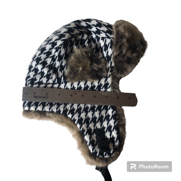 D&Y Houndstooth Faux Fur Trapper Ski Snowboard Hunter Hat - Picture 4 of 5